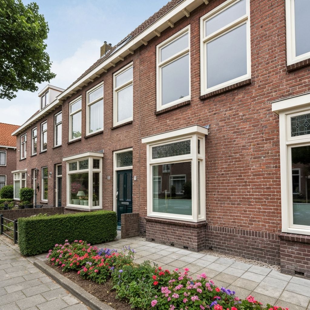 Nieuwe witte kunststof kozijnen geplaatst aan een rijtjeswoning in Breda Oost